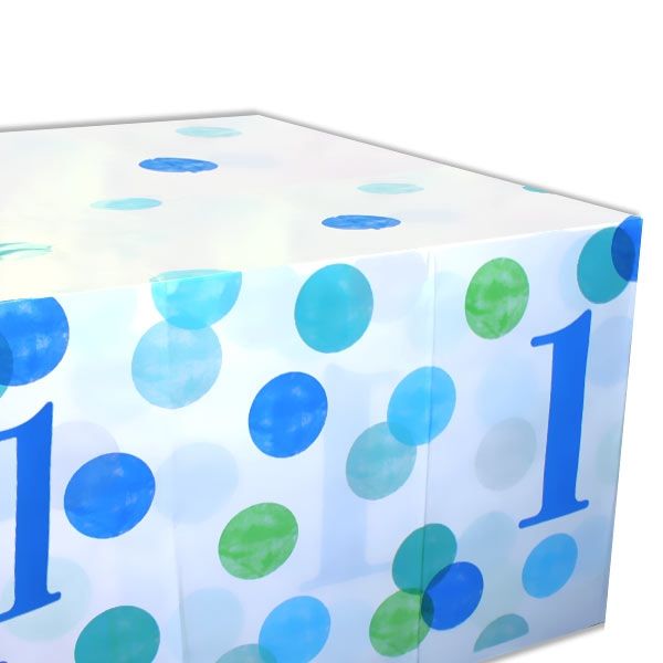 BLUE DOTS Tischdecke zum 1. Geburtstag, Folie, 137cm x 213cm BLUE DOTS Tischdecke zum 1. Geburtstag, Folie, 137cm x 213cm von Unique
