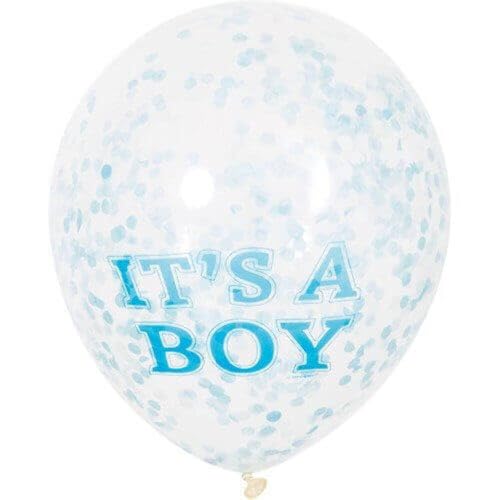 Babyparty-Konfetti-Luftballons - 30 cm - "It's a Boy" - Blau - 6er-Pack Babyparty-Konfetti-Luftballons - 30 cm - "It's a Boy" - Blau - 6er-Pack von Unique