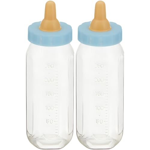Babypartygeschenke - 13 cm - Blaue befüllbare Babyflaschen aus Kunststoff - 2er-Packung, Blau von Unique