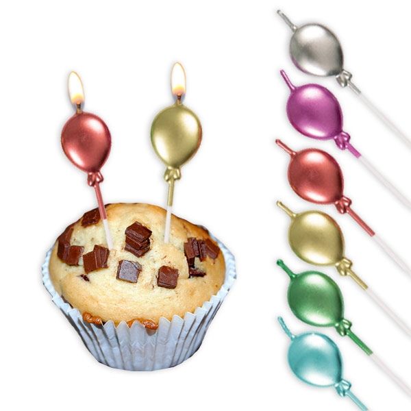Ballon-Geburtstagskerzen mit Metallic-Glanz, 7 cm, 6 Stück Ballon-Geburtstagskerzen mit Metallic-Glanz, 7 cm, 6 Stück von Unique