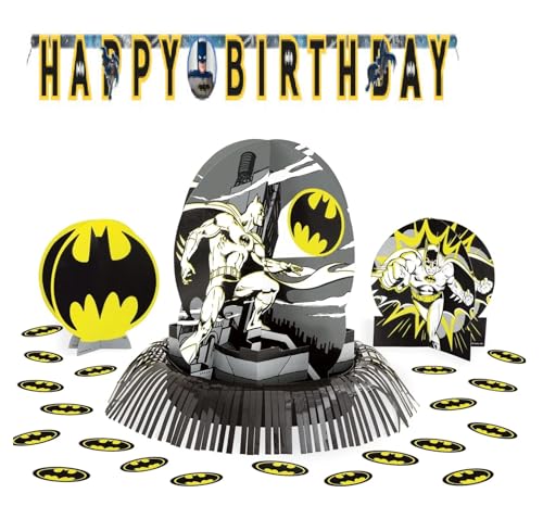 Batman Birthday Party Supplies Dekorationspaket enthält 1 Happy Birthday Banner und 23-teiliges Tischdekorationsset Mittelstücke Batman Birthday Party Supplies Dekorationspaket enthält 1 Happy Birthday Banner und 23-teiliges Tischdekorationsset Mittelstücke von Unique