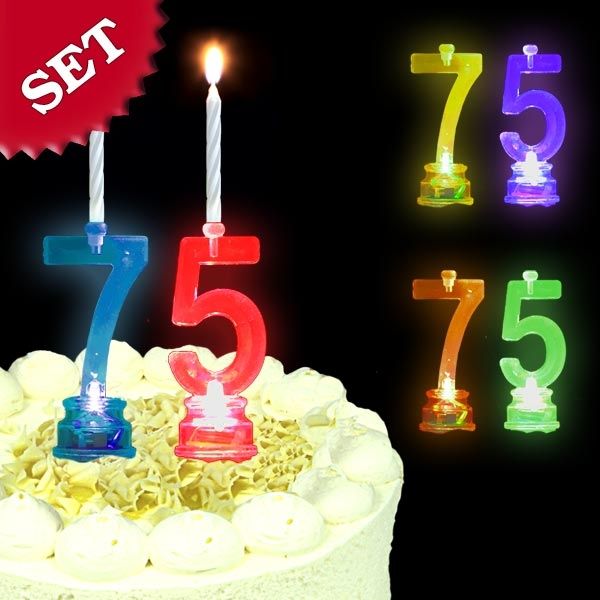 Blinkende Geburtstagszahl 75 als Kuchendeko für 75. Geburtstag von Unique