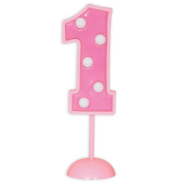 Blinkender Cake Topper, Zahl 1 in pink, 17cm x 5cm Blinkender Cake Topper, Zahl 1 in pink, 17cm x 5cm von Unique