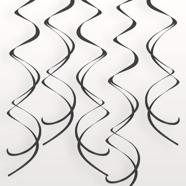 Deko-Spiralen "Schwarz" aus Folie, je 60 cm lang, Hängedeko im 8er Pack von Unique