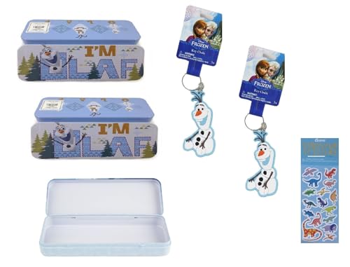 Disney Frozen Bundle enthält 2 Olaf Bleistiftdosen, 2 Schlüsselanhänger, 1 Dinosaurier-Aufkleberbogen Disney Frozen Bundle enthält 2 Olaf Bleistiftdosen, 2 Schlüsselanhänger, 1 Dinosaurier-Aufkleberbogen von Unique