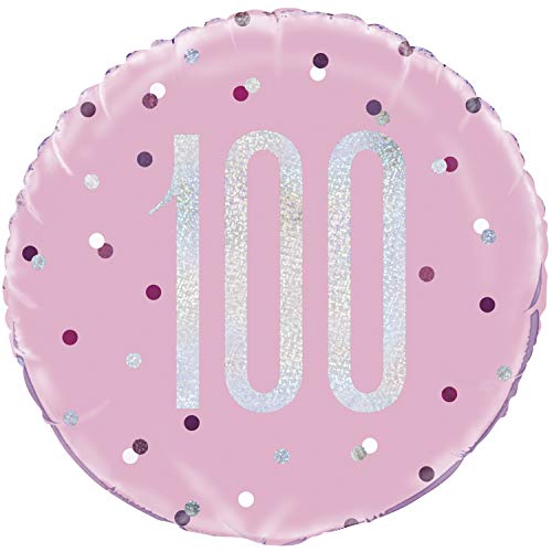 Folien-Geburtstags-Luftballon - 45 cm - 100. Geburtstag - Glitzer Rosa & Silber Geburtstag Folien-Geburtstags-Luftballon - 45 cm - 100. Geburtstag - Glitzer Rosa & Silber Geburtstag von Unique