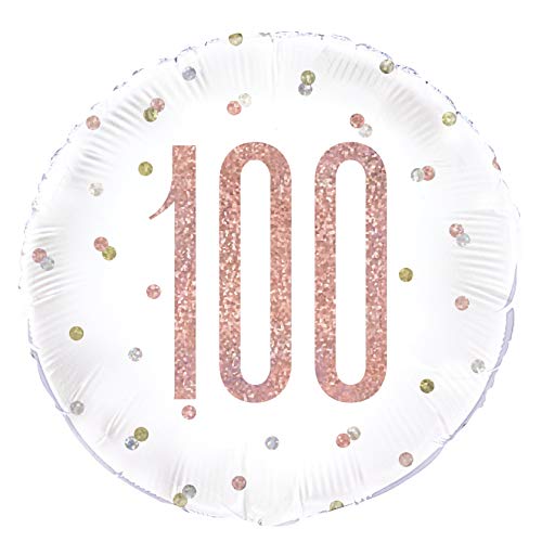 Folien-Geburtstags-Luftballon - 45 cm - 100. Geburtstag - Glitzer-Roségold-Geburtstag von Unique