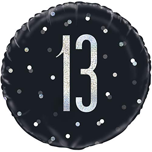 Folien-Geburtstags-Luftballon - 45 cm - 13. Geburtstag - Glitzer Schwarz & Silber Geburtstag Folien-Geburtstags-Luftballon - 45 cm - 13. Geburtstag - Glitzer Schwarz & Silber Geburtstag von Unique