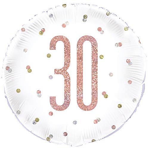 Folien-Geburtstags-Luftballon - 45 cm - 30. Geburtstag - Glitzer-Roségold-Geburtstag von Unique