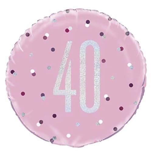 Folien-Geburtstags-Luftballon - 45 cm - 40. Geburtstag - Glitzer Rosa & Silber Geburtstag Folien-Geburtstags-Luftballon - 45 cm - 40. Geburtstag - Glitzer Rosa & Silber Geburtstag von Unique