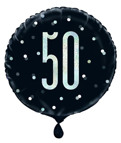 Folien-Geburtstags-Luftballon - 45 cm - 50. Geburtstag - Glitzer Schwarz & Silber Geburtstag Folien-Geburtstags-Luftballon - 45 cm - 50. Geburtstag - Glitzer Schwarz & Silber Geburtstag von Unique