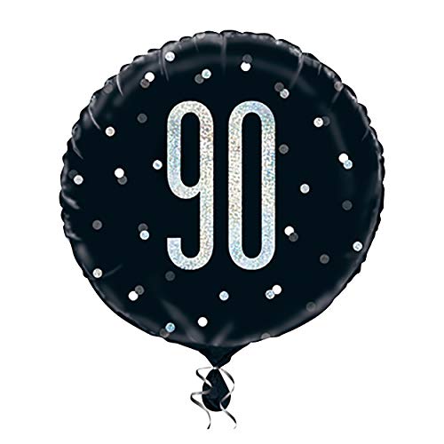 Folien-Geburtstags-Luftballon - 45 cm - 90. Geburtstag - Glitzer Schwarz & Silber Geburtstag Folien-Geburtstags-Luftballon - 45 cm - 90. Geburtstag - Glitzer Schwarz & Silber Geburtstag von Unique
