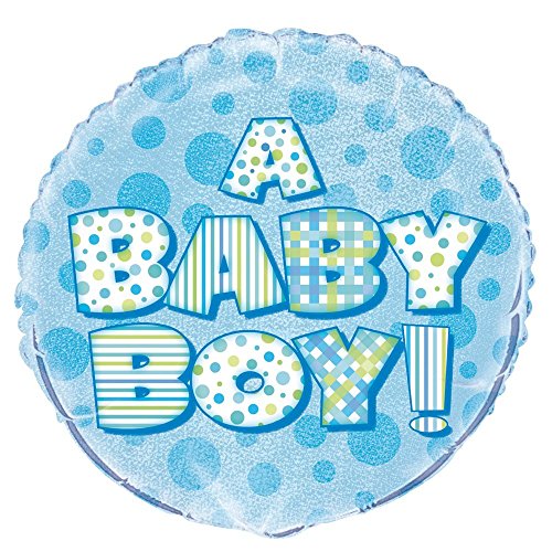 Folien-Luftballon-Babyparty - 45 cm - "Baby Boy" - Blau von Unique