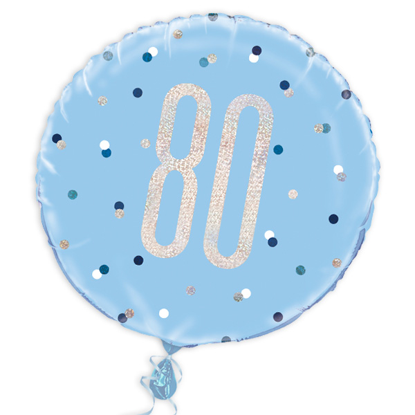 Folienballon rund mit 80, blau, 35cm, für Helium Folienballon rund mit 80, blau, 35cm, für Helium von Unique