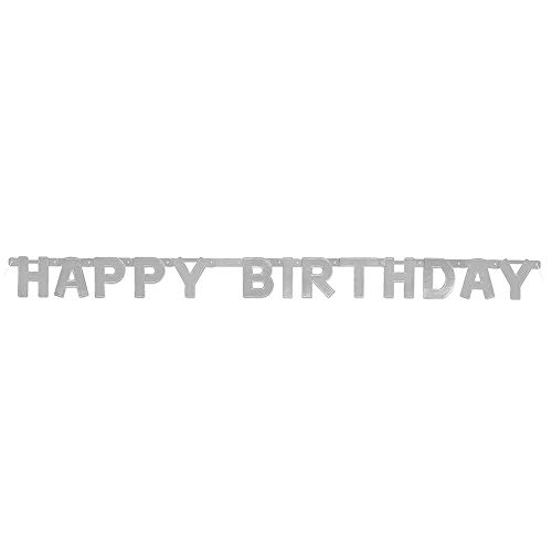 Geburtstagsbuchstaben-Banner - 1,2 m -"Happy Birthday" - Metallisches Silber von Unique