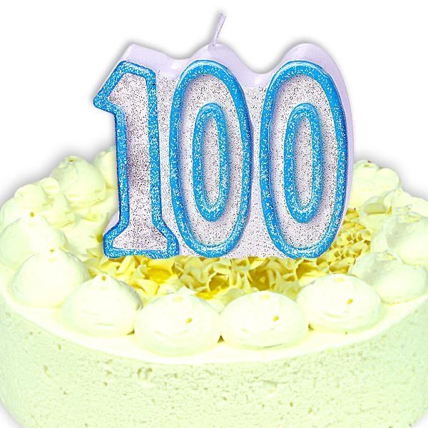 Geburtstagskerze Zahl 100, in schimmerndem Blau für Mann von Unique