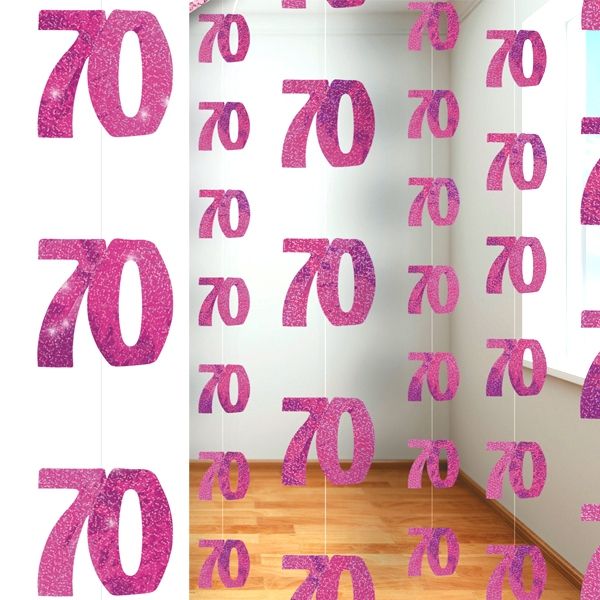 Glitzer-Deko, Zahl 70, in Pink, 6-teilig, je 1,5 m lang Glitzer-Deko, Zahl 70, in Pink, 6-teilig, je 1,5 m lang von Unique