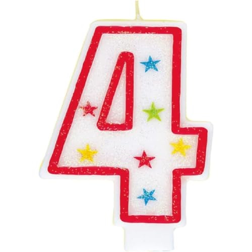 Glitzernde Zahl 4 Geburtstagskerze und "Happy Birthday"-Kuchendekoration Glitzernde Zahl 4 Geburtstagskerze und "Happy Birthday"-Kuchendekoration von Unique