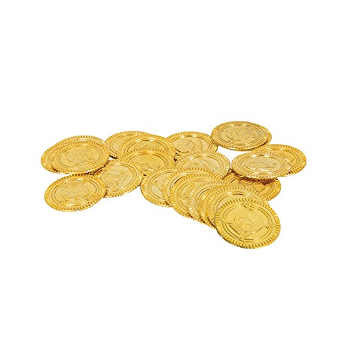 Goldene Piraten Schatzmünzen aus Kunststoff - 144er-Pack von Unique
