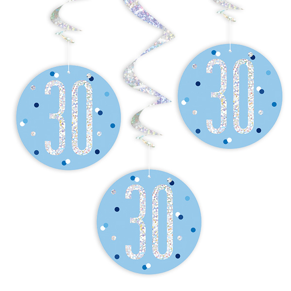 Hängespiralen zum 30. Geburtstag blau, 6-teilig Hängespiralen zum 30. Geburtstag blau, 6-teilig von Unique