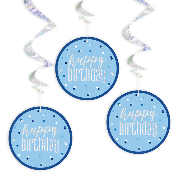 Hängespiralen zum Geburtstag blau, 6-teilig