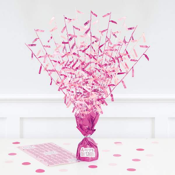 "Happy Birthday" Ballongewicht-Tischdeko, Pink +43 Sticker von Unique
