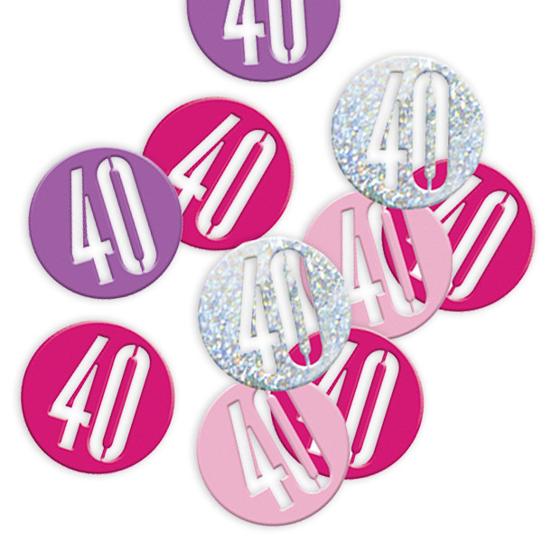Happy Birthday - Glitzerkonfetti, Zahl 40, pink-silbern Happy Birthday - Glitzerkonfetti, Zahl 40, pink-silbern von Unique