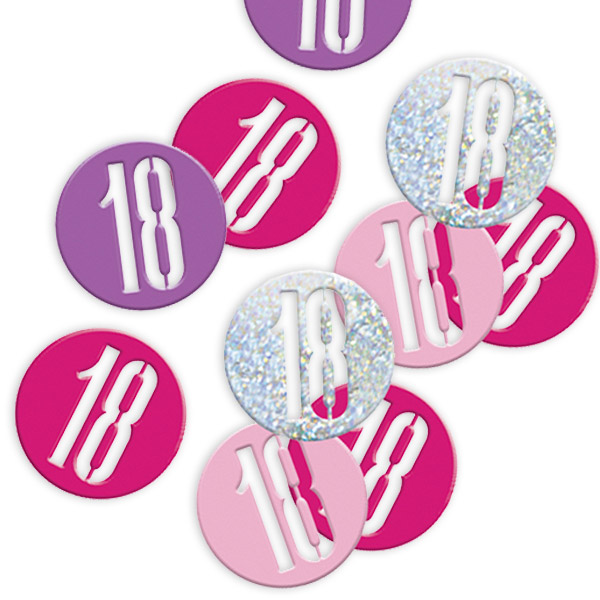 Happy Birthday Glitzerkonfetti zum 18ten, pink/silbern von Unique