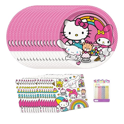 Hello Kitty Partyzubehör-Set für 16 Gäste, inklusive 22,9 cm großen Tellern und Servietten, plus 24 Geburtstagskerzen in 4 Farben, Hello Kitty Themen-Dekorationen Hello Kitty Partyzubehör-Set für 16 Gäste, inklusive 22,9 cm großen Tellern und Servietten, plus 24 Geburtstagskerzen in 4 Farben, Hello Kitty Themen-Dekorationen von Unique