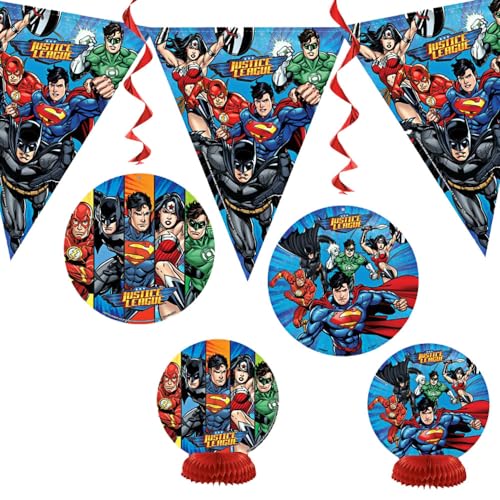 Justice League Dekorationsset - 5-teilig | Papier-Party-Set für Superhelden-Feier von Unique