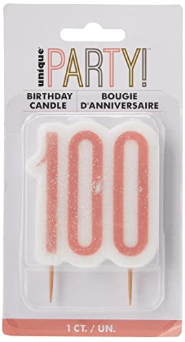 Kerze zum 100. Geburtstag - Glitzer-Roségold-Geburtstag von Unique