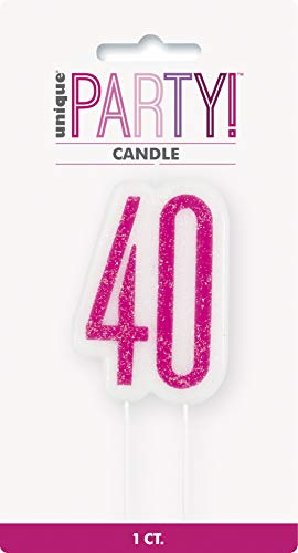 Kerze zum 40. Geburtstag - Glitzer Rosa & Silber Geburtstag Kerze zum 40. Geburtstag - Glitzer Rosa & Silber Geburtstag von Unique