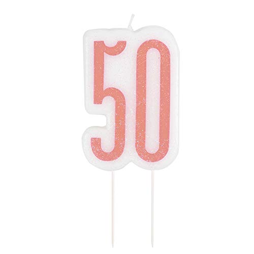 Kerze zum 50. Geburtstag - Glitzer-Roségold-Geburtstag Kerze zum 50. Geburtstag - Glitzer-Roségold-Geburtstag von Unique