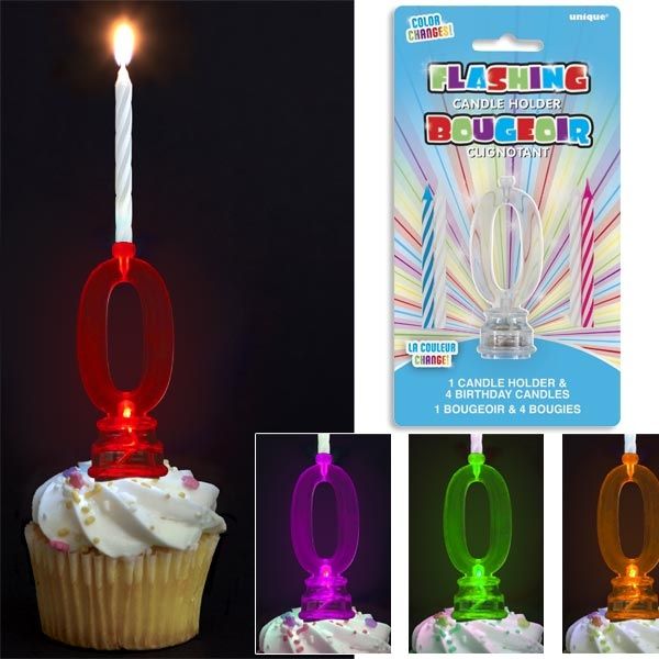 Kerzenhalter als Geburtstagszahl 0 für Fooddeko + 4 Kerzen von Unique