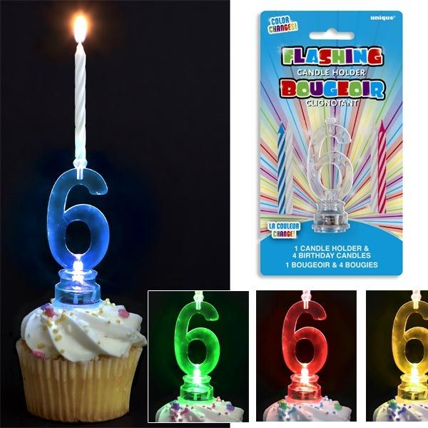 Kerzenhalter mit Geburtstagszahl 6 für Fooddeko, + 4 Kerzen von Unique