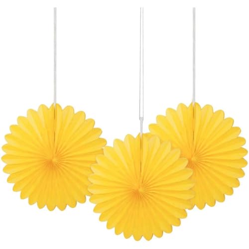 Kleine Fächerdekorationen aus Seidenpapier - 15 cm - Gelb - 3er-Packung Kleine Fächerdekorationen aus Seidenpapier - 15 cm - Gelb - 3er-Packung von Unique