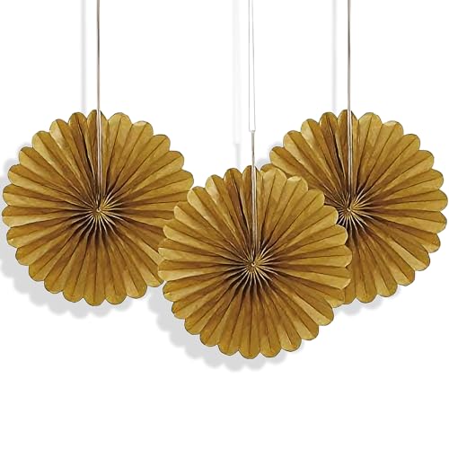 Kleine Fächerdekorationen aus Seidenpapier - 15 cm - Gold - 3er-Packung Kleine Fächerdekorationen aus Seidenpapier - 15 cm - Gold - 3er-Packung von Unique
