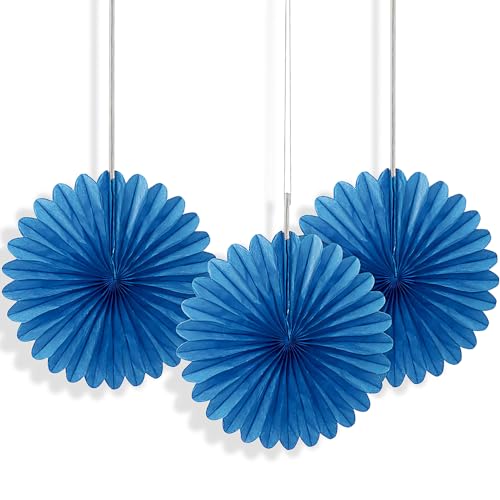 Kleine Fächerdekorationen aus Seidenpapier - 15 cm - Königsblau - 3er-Packung Kleine Fächerdekorationen aus Seidenpapier - 15 cm - Königsblau - 3er-Packung von Unique