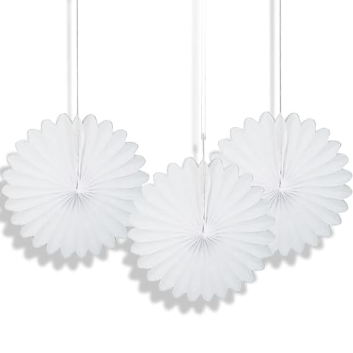 Kleine Fächerdekorationen aus Seidenpapier - 15 cm - Weiß - 3er-Packung Kleine Fächerdekorationen aus Seidenpapier - 15 cm - Weiß - 3er-Packung von Unique