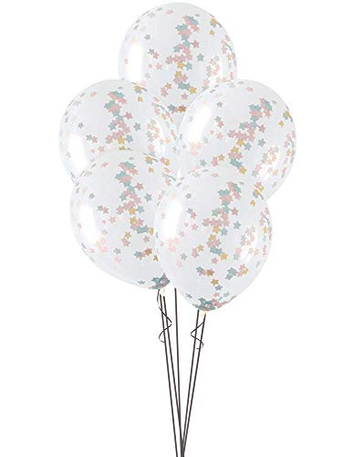 Konfetti-Luftballons - 40 cm - Stern-Konfetti in Rosa, Blau und Gold - 5er-Pack Konfetti-Luftballons - 40 cm - Stern-Konfetti in Rosa, Blau und Gold - 5er-Pack von Unique