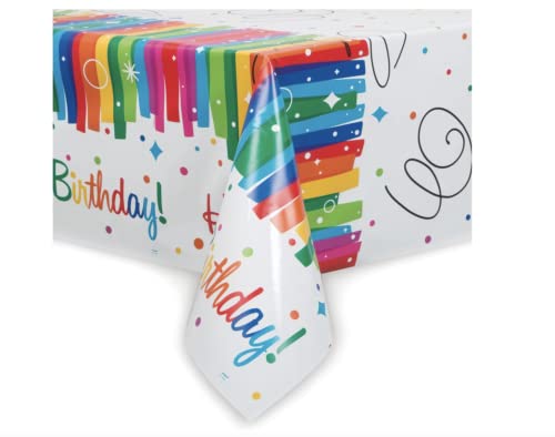 Kunststoff-Tischdecke - 2,13 m x 1,37m - Regenbogenbänder-Geburtstagsfeier, 84" x 54" Kunststoff-Tischdecke - 2,13 m x 1,37m - Regenbogenbänder-Geburtstagsfeier, 84" x 54" von Unique
