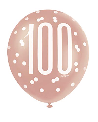 Latex-Luftballons zum 100. Geburtstag - 30 cm - Glitzer-Roségold-Geburtstag - 6er-Packung Latex-Luftballons zum 100. Geburtstag - 30 cm - Glitzer-Roségold-Geburtstag - 6er-Packung von Unique