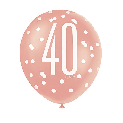 Latex-Luftballons zum 40. Geburtstag - 30 cm - Glitzer-Roségold-Geburtstag - 6er-Packung Latex-Luftballons zum 40. Geburtstag - 30 cm - Glitzer-Roségold-Geburtstag - 6er-Packung von Unique