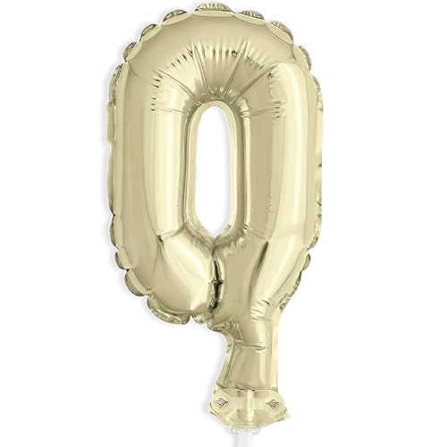 Luftballonkuchentopperdekoration - 12 cm - Zahl 0 - Goldfolie Luftballonkuchentopperdekoration - 12 cm - Zahl 0 - Goldfolie von Unique