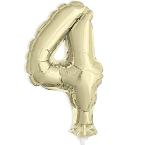 Luftballonkuchentopperdekoration - 12 cm - Zahl 4 - Goldfolie Luftballonkuchentopperdekoration - 12 cm - Zahl 4 - Goldfolie von Unique