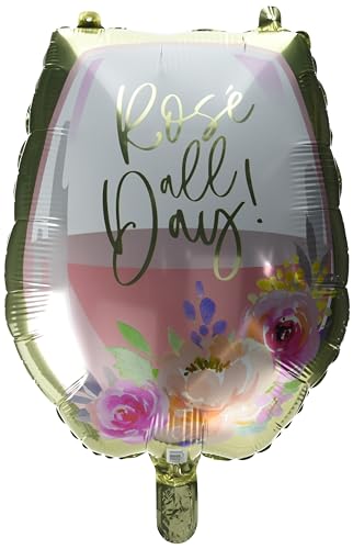Mehrfarbiger Folienballon in Weinglasform, riesiger Rosen-Tag, 43,2 cm, perfekt für Feiern, Weinproben und Party-Dekorationen, 1 Stück. von Unique