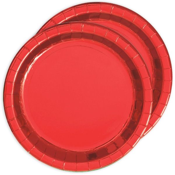 Metallic rot schimmernde Partyteller, 8 Stück, Pappe von Unique