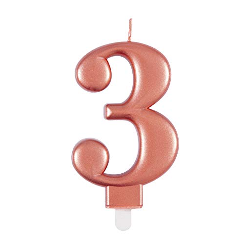 Metallische Geburtstagskerze - Zahl 3 - Roségold Metallische Geburtstagskerze - Zahl 3 - Roségold von Unique