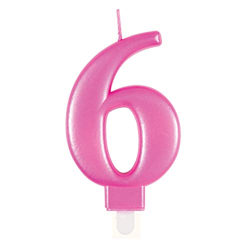 Metallische Geburtstagskerze - Zahl 6 - Rosa Metallische Geburtstagskerze - Zahl 6 - Rosa von Unique