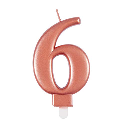Metallische Geburtstagskerze - Zahl 6 - Roségold Metallische Geburtstagskerze - Zahl 6 - Roségold von Unique
